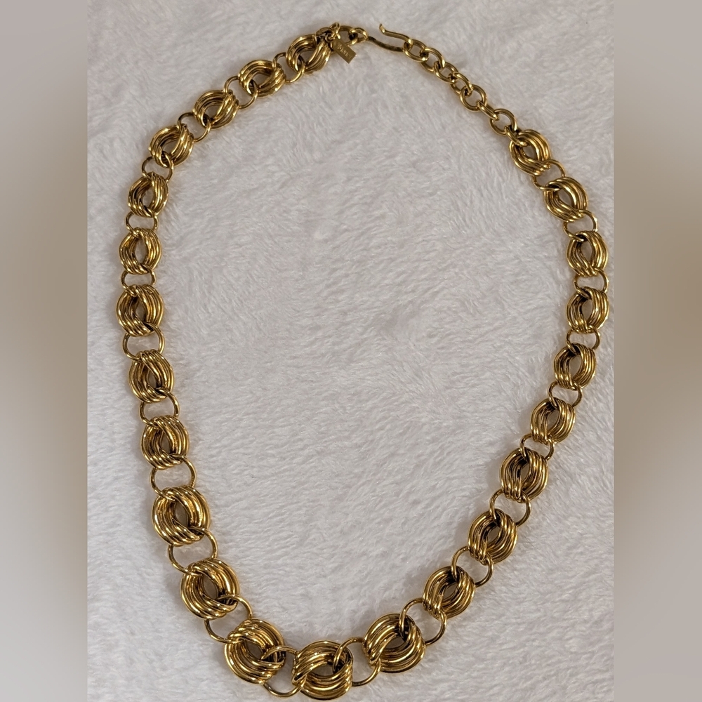 Vintage & Rare Monet Gold Women's Statement Chain Necklace - Classic Twist Link - Picture 3 of 8